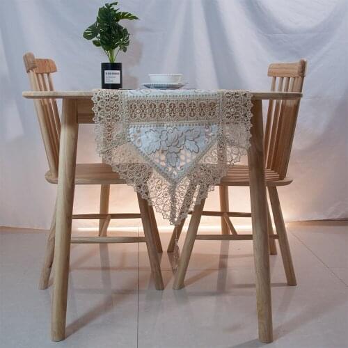 Vintage Elegant American Style Creative Hollow-Out Cutwork Embroidered Wedding Table Runner For Banquet Decoration Cabinet Cover