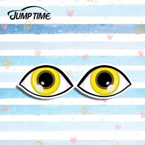 Jump Time 13cm x 11cm EYES YELLOW COOL Funny Cartoon Car Stickers and Decals JDM Laptop Windshield Bumper Car Wrap