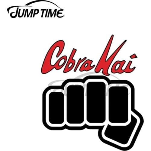 Jump Time 13 x 10.8cm For Cobra Kai Handle Funny Car Stickers Vinyl JDM Sunscreen Waterproof Bumper Occlusion Scratch Decal