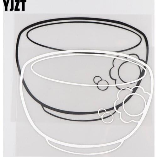 YJZT 14.8×11.4CM Cartoon Bowl Car Fun Sticker Pattern Creative Vinyl Decal Black/Silver 20D-0068