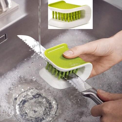 1Pcs U-Shaped Knife and Cutlery Cleaner Brush Home Kitchen Cleaning Brushes Bristle Scrub Kitchen Washing Non-Slip