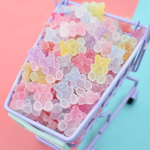 10/20 Pcs Resin Bear Candy Charms Sweet Sugar Polymer Clay Box Toy For Children Charms Modeling Clay DIY Accessory