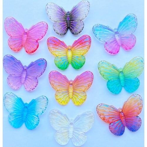 10Pcs Cute Mixed Mini Plated Butterfly Flat Back Acrylic Cabochons Scrapbooking DIY Jewelry Craft Decoration Accessories L72