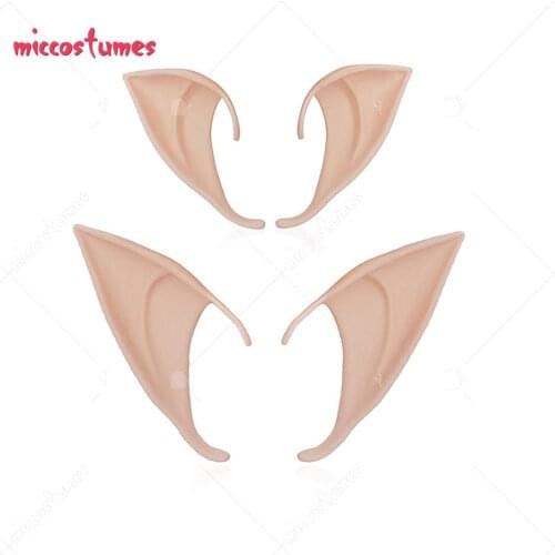 2 Pairs Fairy Elf Ears Light Color Latex Pixie Ear Tips Set Cosplay Masquerade Accessories for Halloween Party Dress-Up One Set