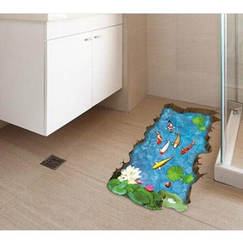 3d Lotus Pond Flower Wall Sticker Kids Room Bathroom Living Room Floor Decoration Mural Adesivo De Parede Nature Wall Posters