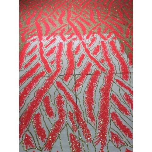 Ap2028 # 5 yards red gold stripe flower glitter glued glitter net tulle mesh sugar lace ship to all over the world