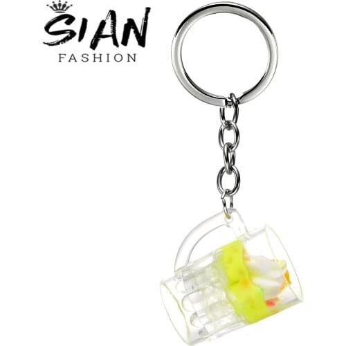 SIAN Summer New Sundae Ice Cream Series Key Chain Simulation Creative Design Fashionable Backpack or Key Bag Accessories Jewelry