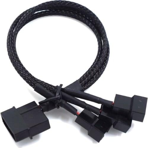Big 4pin to 3pin/4pin 1 to 3ways Computer Cooling Fan Cable CPU Fan HUB Extension Cable With Sleeve 27cm For Mainboard 100pcs