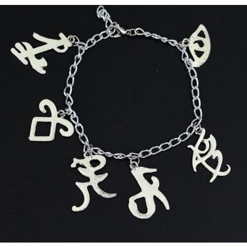 1 PC The Mortal Instruments City of Bones Bracelets for Woman Power Runes Pendants Wristbands