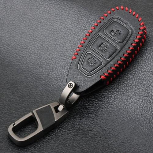 Genuine leather Car Key Smart Remote Key Case Cover For Ford Fiesta Focus 3 4 MK3 MK4 Mondeo Ecosport Kuga Focus ST