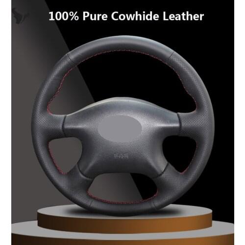 Genuine Leather Steering Wheel Cover for Nissan Almera N16 Pathfinder Primera Paladin Old XTrail 2001-2006 Renault Samsung SM3