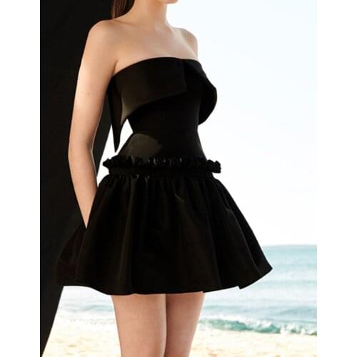 Black Little Dress Female Fashion Net Red Personality Evening Dress Party Dress Slim Slim Short Dress Dress