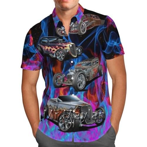 Color car 3D Printed Beach Hawaiian 2021 Summer Shirt Short Sleeve Shirt Streetwear Oversized 5XL Camisa Social Chemise Homme