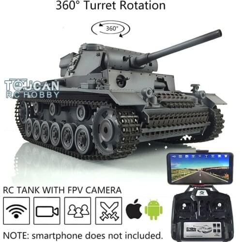 Heng Long RTR RC Tank 1/16 Gray 7.0 FPV Customized Panzer III L 3848 Metal Wheels TH17362-SMT4