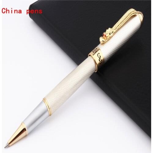 JINHAO 1000 White pearl Chinese Dragon dancing Business office Medium nib Rollerball Pen signing pen