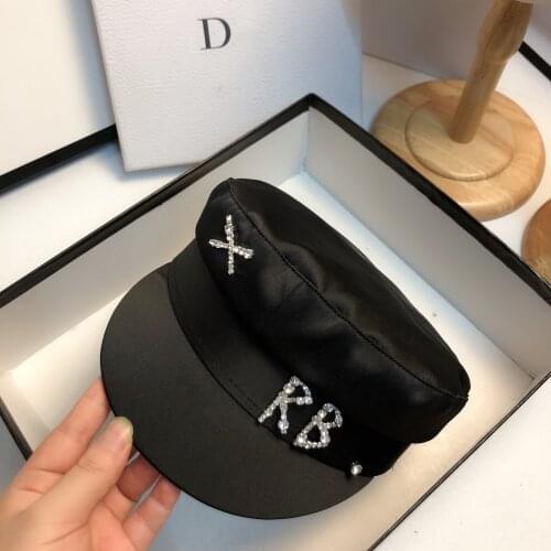 Women Satin Diamond Letter Newsboy Caps Fashion Flat Militray Caps Octagonal Hat Gorras Snapback Cap Female Beret British Style