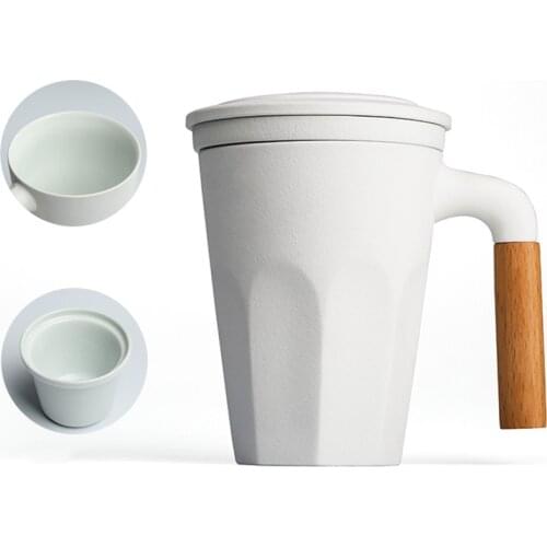 Ceramic tea mugs with filters Coffee Cup With Handle Insulation Mug Office White Black Color