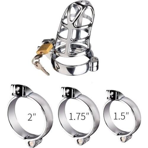 Alloy Cage Chastity Device CB6000 Matel Cock BDSM Bondage Penis Ring Lock Restraint Male Sex Toys For Men 40 45 50mm Ring Choose
