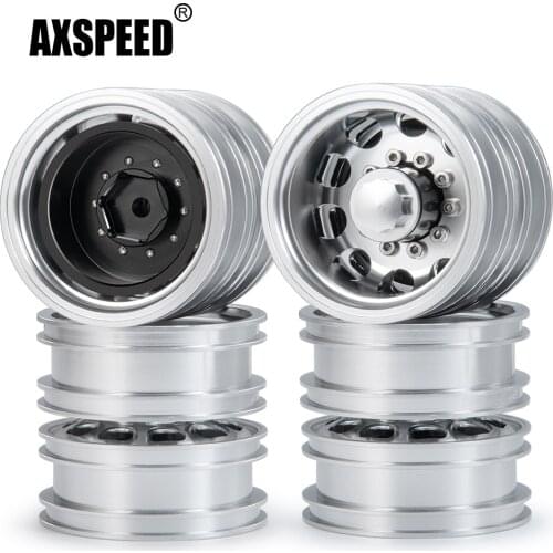 AXSPEED Aluminum Alloy Rear Wheel Rims for 1/14 Tamiya RC Tractor Truck Climbing Trailer Cargo Truck Car Replacement Parts