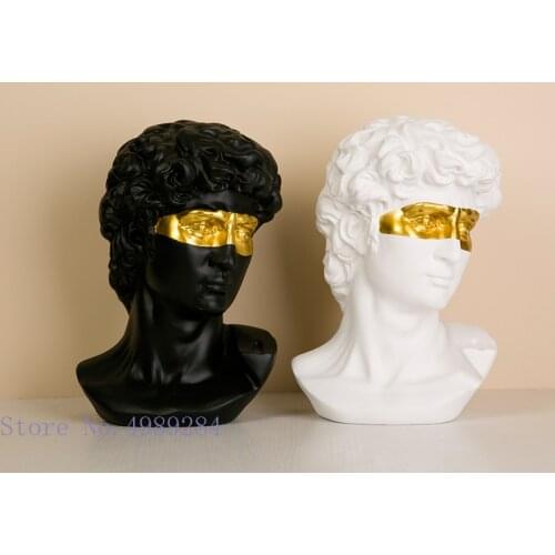 Creative Resin Golden David Abstract Figure Statue Golden Eye Characters Crafts Ornaments and Sculpture Modern Home Decoration