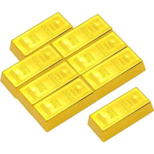 8 Pieces Miniature Faux Gold Bullion Bar for Dioramas and Doll Houses