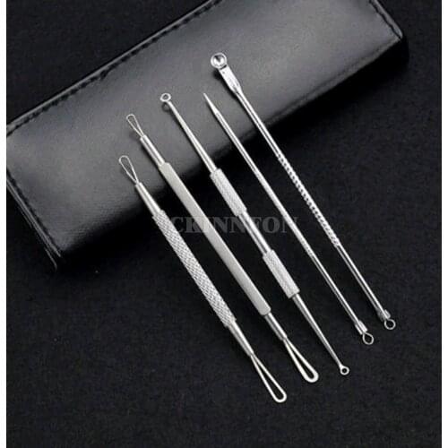 100Sets 5Pcs/Lot/set Face Skin Care Stainless Steel Blackhead Blemish Acne Pimple Extractor Remover Kit Tool Cleanser Beauty