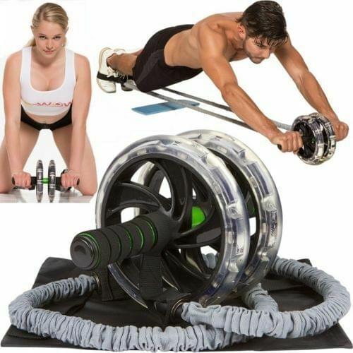 Newest Arrival 2PCS Double Wheels Ab Roller Pull Rope Waist Fitness Abdominal Slim Equipment