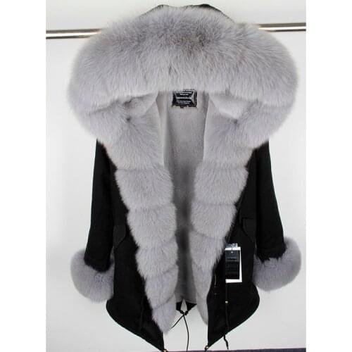 Fashion Ladies Parka Rabbit Fur Lining Hooded Long Coat Army Green Large Raccoon Fur Collar Winter Warm Jacket