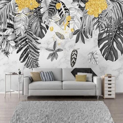 Custom 3D Wall Murals Wallpaper Plain Color Tropical Leaves Bedroom Living Room Home Decoration Photo Wall Paper Papel De Parede