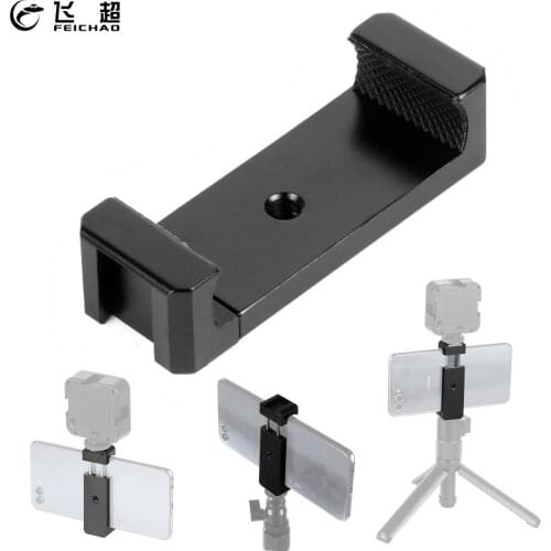 Portable Mobile Phone Clamp Stand Holder Clip Tripod Adapter Cold Shoe Mount 1/4 for iPhone HUAWEI Smartphone Vlog Selfie Camera