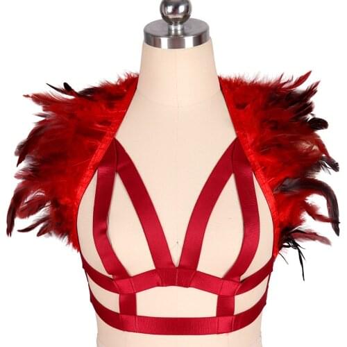 Garter Belt Harajuku Erotic Lingerie Bdsm Sexy Costumes Womens Underwear Body Harness Bondage Feather Stockings Cosplay Wear