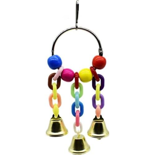 Parrot Color Beads Bell String Parrot Anti-bite Toy Accessories Ring Bird Cage Pendant Pet Bird Supplies Accessories