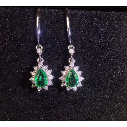 SHILOVEM 925 sterling silver real Natural Emerald stud earrings classic fine Jewelry women wedding gift 3*5mm jce03056811agml