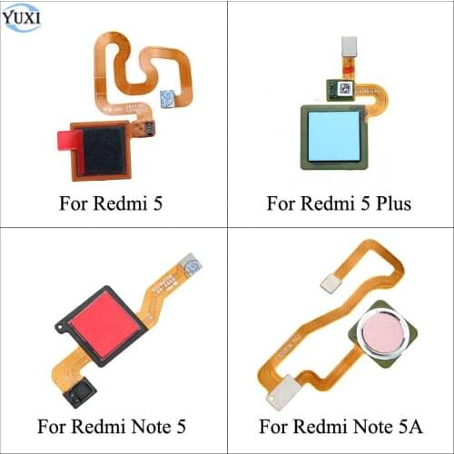 YuXi Touch ID Fingerprint Sensor Scanner Flex Cable For Xiaomi Redmi 5 Plus Note 5 5A Back Home Return Button Key Replacement