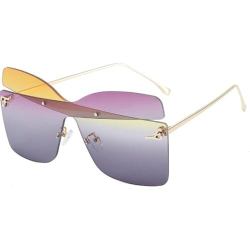 Fashion Unique Sunglasses Women New Oversized Gradient Men Shades Glasses Luxury Brand Metal Rivet Trend Female Eyewear