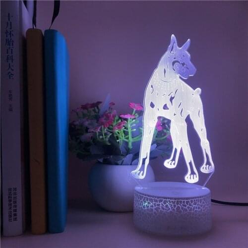 LED Light Sensor NightLight 3D Dog Desk Lamp RGB Color Changing Atmosphere for Bar Hotel Room Party Decor Kids Birthday Gift