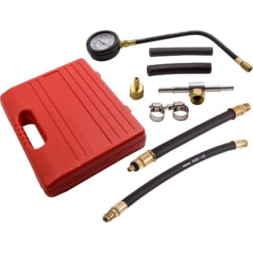 Fuel Injection Pump Tester Pressure Gauge Gasoline Tool Kit Hose Brass Fitting