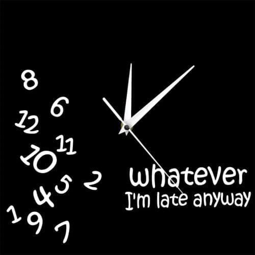 Whatever I'm Late Anyway Square Wall Clock Scrambled Numbers Funny Modern Wall Clock Im Late Anyways Hanging Black Wall Watch