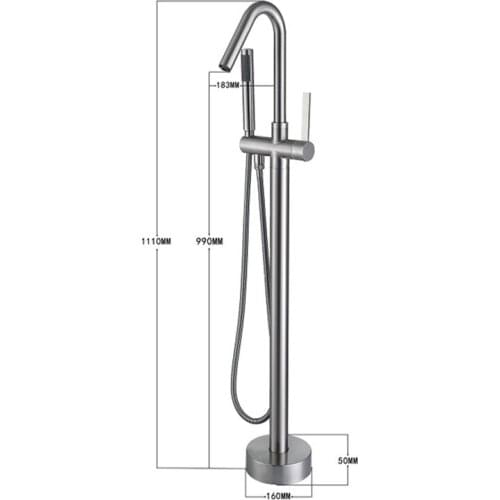 High Quality Bathroom Luxury Bathtub Faucet Hot Cold Mixer Taps Standing Stainless Steel Tub Spout Shower