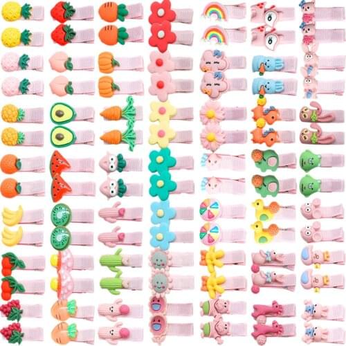 100 Pack Cute Fruit Animal Fully Lined Alligator Hair Clips Accessories Barrettes for Baby Girl Toddlers Infants Kids Teens