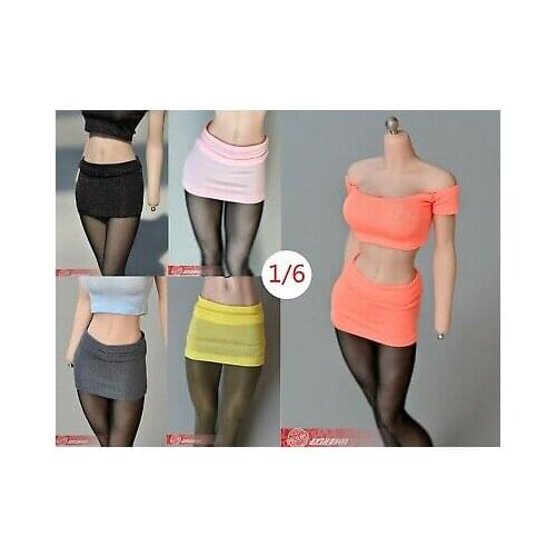 1/6 female action figure stretch tight wrap skirt mini skirt clothing model fit 12 inch doll body