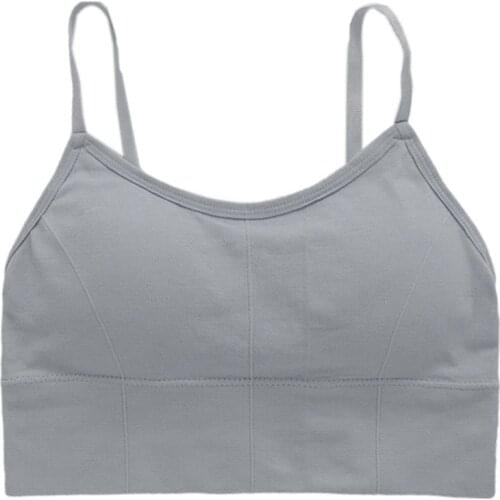 Y166 Women Ribbed Seamless Bra Removable Padded Wrapped Chest Tube Top Spaghetti Strap Sports Solid Color Bralette Camis Vest