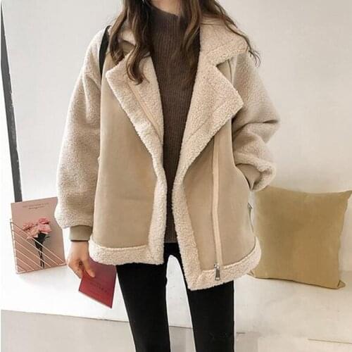 Winter Womens Clothing 2020New Loose ONE FUR Suede Fabric Coat Women Short CamoFleece Motorcycle Jacket Women Coat High Quality