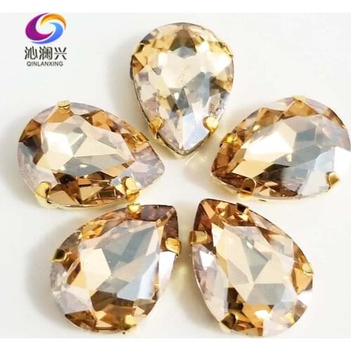 Golden bottom champion DR shape High quality AAA Glass Crystal sew on claw rhinestones,Diy/Clothing accessories SWSG05