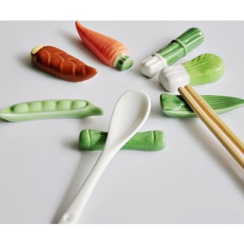 10pcs Chinese style Vegetables Shape Chopsticks Holder Stand Ceramic Chopsticks Forks Holder Home Decoration Chopsticks Holder