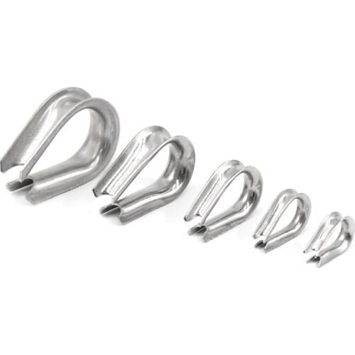 10PCS/LOT 316 Stainless Steel M2 M3 M4 M5 M6 M12 Silver Wire Rope Cable Thimbles Clamps Marine Grade Anti-rust Boat Sleeve Clips