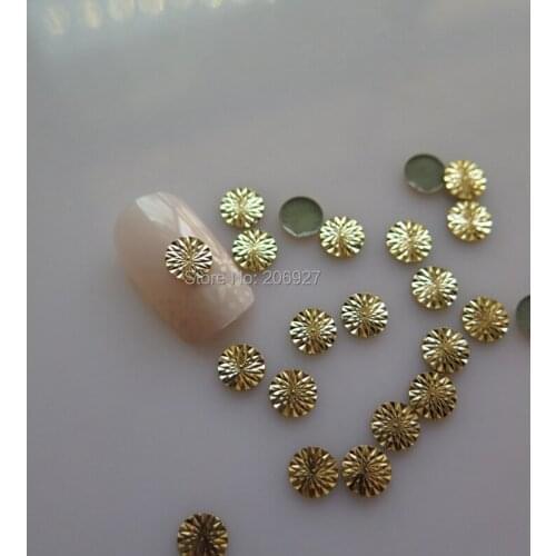 NS-01 30pcs Nail Decoration High Quality 6mm Gold Round Metal Stud Nail Art Decoration