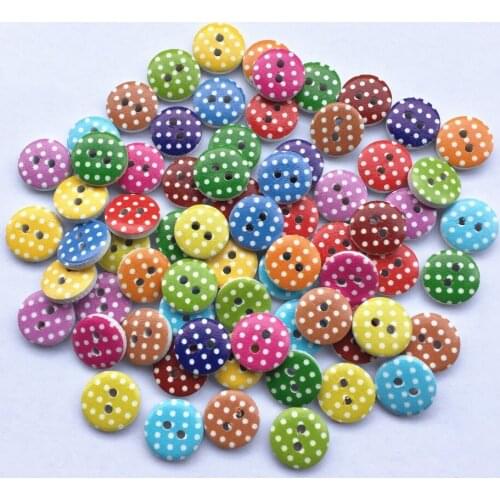 400pcs 13mm Wood Buttons Mixed Spotted Dots 2 Holes Round Sewing Button Embellishments Painted DIY Crafts Wholesale