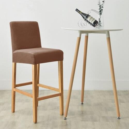1 piece Velvet Solid Color Bar Club Stool Chair Cover Elastic Short Backrest Home Hotel Club High Chair Protective Cover