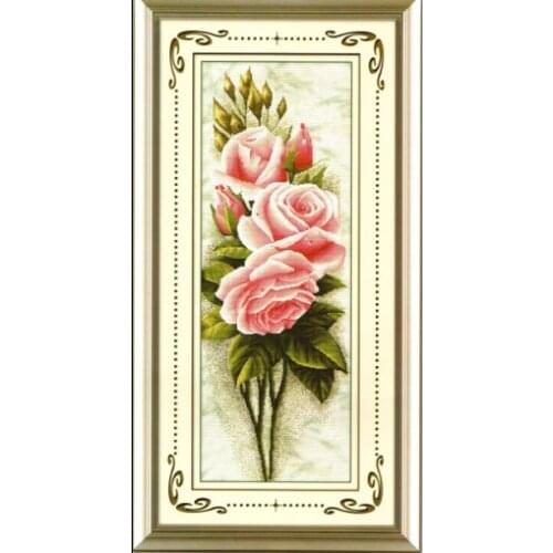 FREE delivery Top Quality Hot Selling Lovely Counted Cross Stitch Kit Pink Roses Rose Flower Flowers